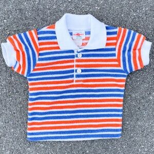 Striped Terry Cloth Health-tex Vtg 1980s Polo Collared Shirt Youth Size (18M)